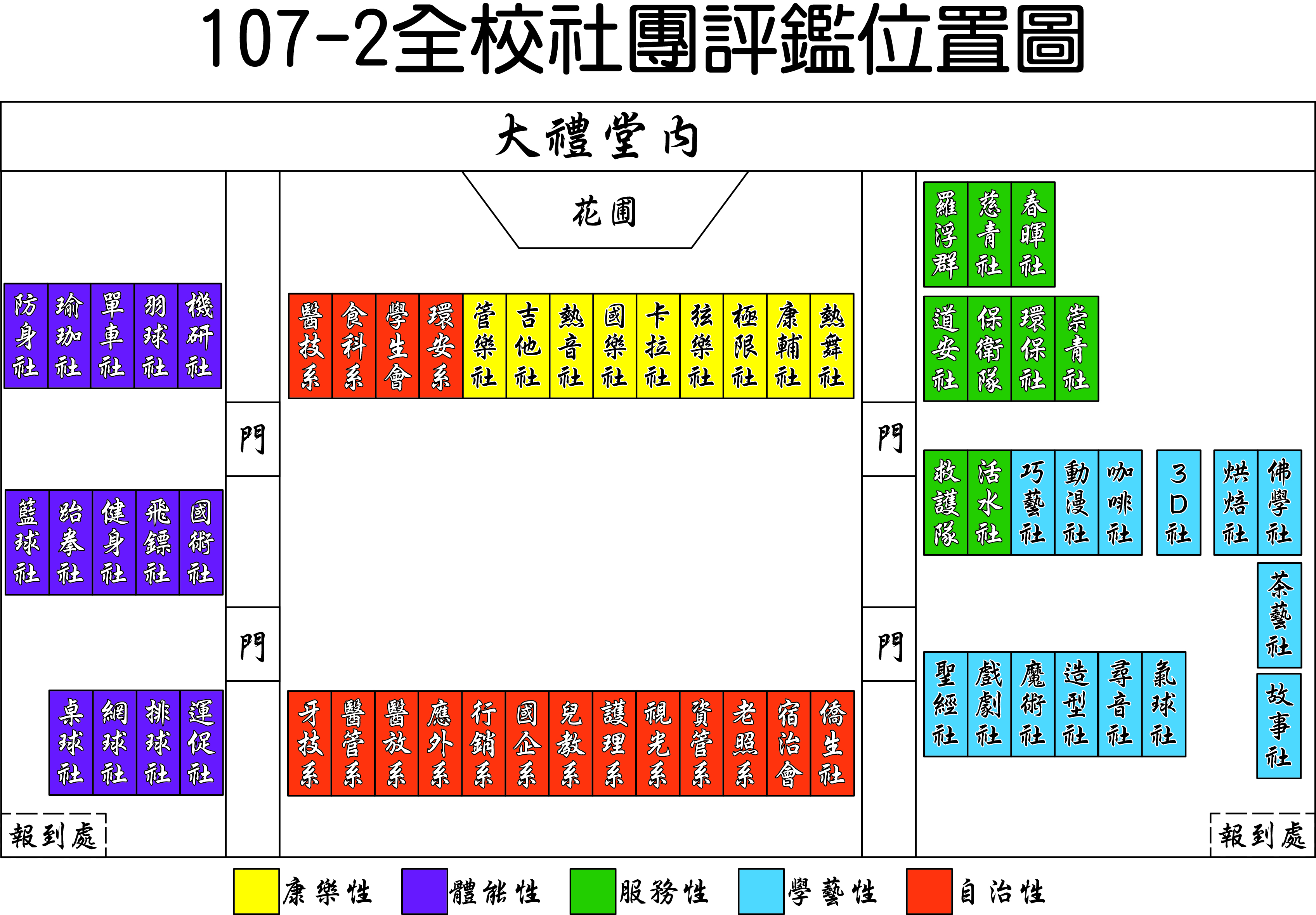 中臺科技大學107學年度第2學期社團評鑑場地圖